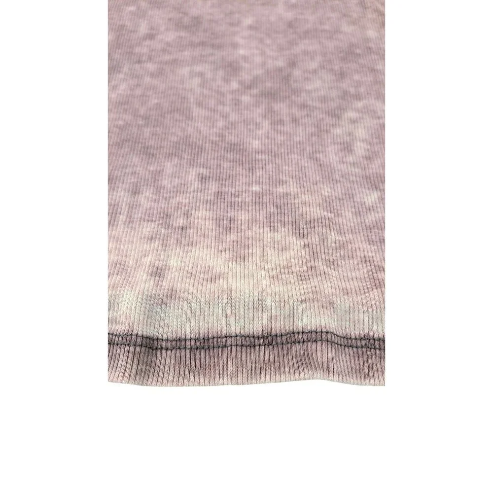 Treasure & Bond Women Medium Top Blouse V-Neck Purple Ribbed Short Sleeve Soft - Picture 3 of 6